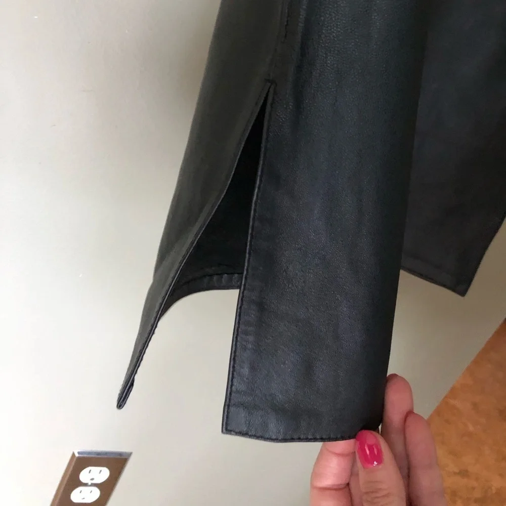 REM GARSON Vintage Black Leather Pants With Side Slits Size 10